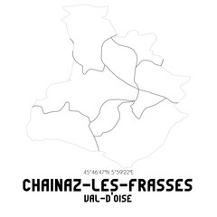 CHAINAZ-LES-FRASSES Val-d'Oise. Minimalistic street map with black and white lines.