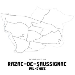 RAZAC-DE-SAUSSIGNAC Val-d'Oise. Minimalistic street map with black and white lines.