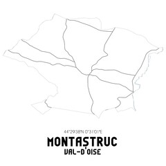 MONTASTRUC Val-d'Oise. Minimalistic street map with black and white lines.