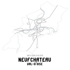 NEUFCHATEAU Val-d'Oise. Minimalistic street map with black and white lines.