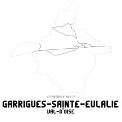 GARRIGUES-SAINTE-EULALIE Val-d'Oise. Minimalistic street map with black and white lines.