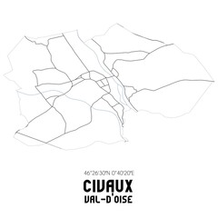 CIVAUX Val-d'Oise. Minimalistic street map with black and white lines.