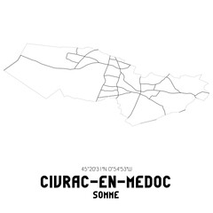 CIVRAC-EN-MEDOC Somme. Minimalistic street map with black and white lines.