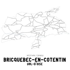 BRICQUEBEC-EN-COTENTIN Val-d'Oise. Minimalistic street map with black and white lines.