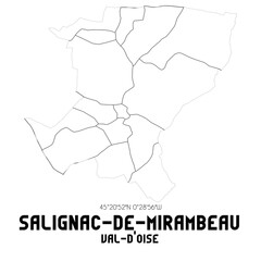 SALIGNAC-DE-MIRAMBEAU Val-d'Oise. Minimalistic street map with black and white lines.