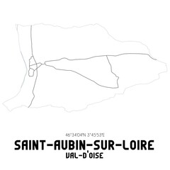 SAINT-AUBIN-SUR-LOIRE Val-d'Oise. Minimalistic street map with black and white lines.