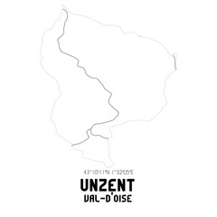 UNZENT Val-d'Oise. Minimalistic street map with black and white lines.