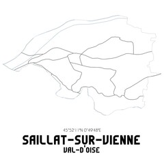 SAILLAT-SUR-VIENNE Val-d'Oise. Minimalistic street map with black and white lines.