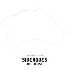 SIVERGUES Val-d'Oise. Minimalistic street map with black and white lines.