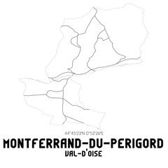 MONTFERRAND-DU-PERIGORD Val-d'Oise. Minimalistic street map with black and white lines.