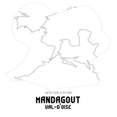 MANDAGOUT Val-d'Oise. Minimalistic street map with black and white lines.
