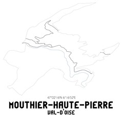 MOUTHIER-HAUTE-PIERRE Val-d'Oise. Minimalistic street map with black and white lines.