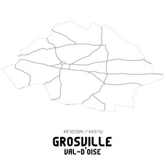 GROSVILLE Val-d'Oise. Minimalistic street map with black and white lines.