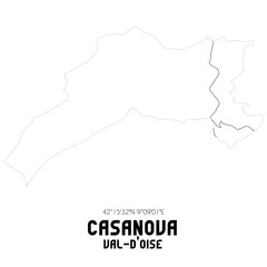 CASANOVA Val-d'Oise. Minimalistic street map with black and white lines.