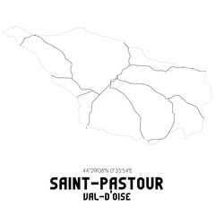 SAINT-PASTOUR Val-d'Oise. Minimalistic street map with black and white lines.