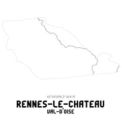 RENNES-LE-CHATEAU Val-d'Oise. Minimalistic street map with black and white lines.