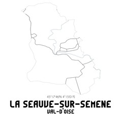 LA SEAUVE-SUR-SEMENE Val-d'Oise. Minimalistic street map with black and white lines.