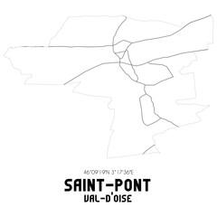 SAINT-PONT Val-d'Oise. Minimalistic street map with black and white lines.