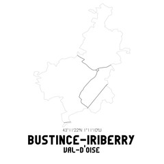BUSTINCE-IRIBERRY Val-d'Oise. Minimalistic street map with black and white lines.