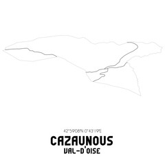 CAZAUNOUS Val-d'Oise. Minimalistic street map with black and white lines.