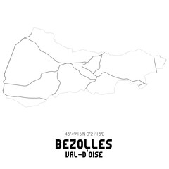 BEZOLLES Val-d'Oise. Minimalistic street map with black and white lines.