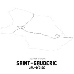 SAINT-GAUDERIC Val-d'Oise. Minimalistic street map with black and white lines.