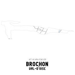 BROCHON Val-d'Oise. Minimalistic street map with black and white lines.