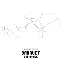 BARQUET Val-d'Oise. Minimalistic street map with black and white lines.
