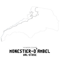 MONESTIER-D'AMBEL Val-d'Oise. Minimalistic street map with black and white lines.