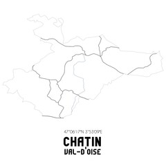 CHATIN Val-d'Oise. Minimalistic street map with black and white lines.