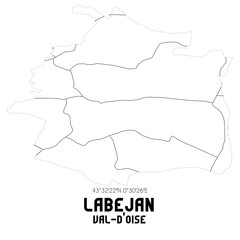 LABEJAN Val-d'Oise. Minimalistic street map with black and white lines.