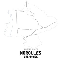 NOROLLES Val-d'Oise. Minimalistic street map with black and white lines.