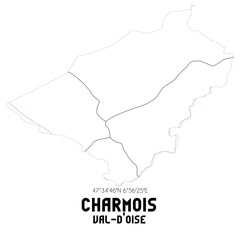 CHARMOIS Val-d'Oise. Minimalistic street map with black and white lines.