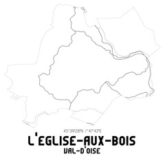 L'EGLISE-AUX-BOIS Val-d'Oise. Minimalistic street map with black and white lines.