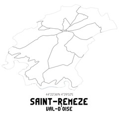 SAINT-REMEZE Val-d'Oise. Minimalistic street map with black and white lines.