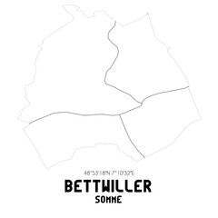 BETTWILLER Somme. Minimalistic street map with black and white lines.