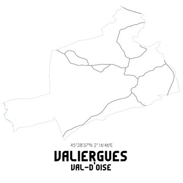 VALIERGUES Val-d'Oise. Minimalistic street map with black and white lines.