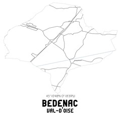 BEDENAC Val-d'Oise. Minimalistic street map with black and white lines.