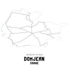 DOMJEAN Somme. Minimalistic street map with black and white lines.