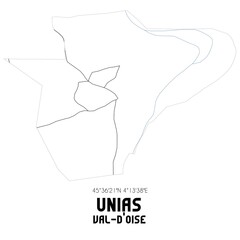 UNIAS Val-d'Oise. Minimalistic street map with black and white lines. - obrazy, fototapety, plakaty