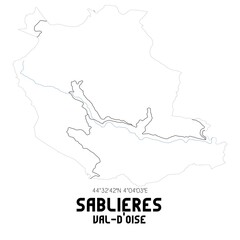 SABLIERES Val-d'Oise. Minimalistic street map with black and white lines.