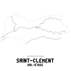 SAINT-CLEMENT Val-d'Oise. Minimalistic street map with black and white lines.