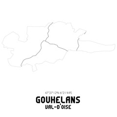 GOUHELANS Val-d'Oise. Minimalistic street map with black and white lines.