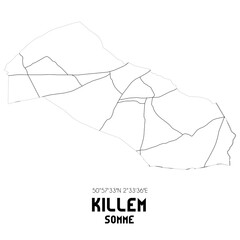 KILLEM Somme. Minimalistic street map with black and white lines.