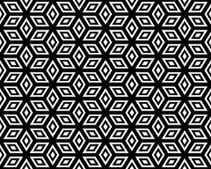 Blackwhite honeycombs and rhombuses, seamless pattern