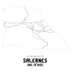SALERNES Val-d'Oise. Minimalistic street map with black and white lines.