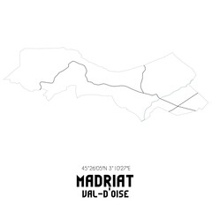 MADRIAT Val-d'Oise. Minimalistic street map with black and white lines.