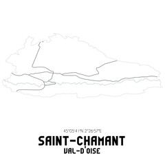 SAINT-CHAMANT Val-d'Oise. Minimalistic street map with black and white lines.