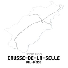 CAUSSE-DE-LA-SELLE Val-d'Oise. Minimalistic street map with black and white lines.