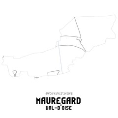 MAUREGARD Val-d'Oise. Minimalistic street map with black and white lines.